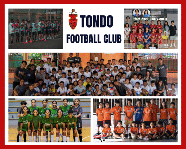 Tondo Football Club players and coaches during grassroots football activities in Tondo, Manila