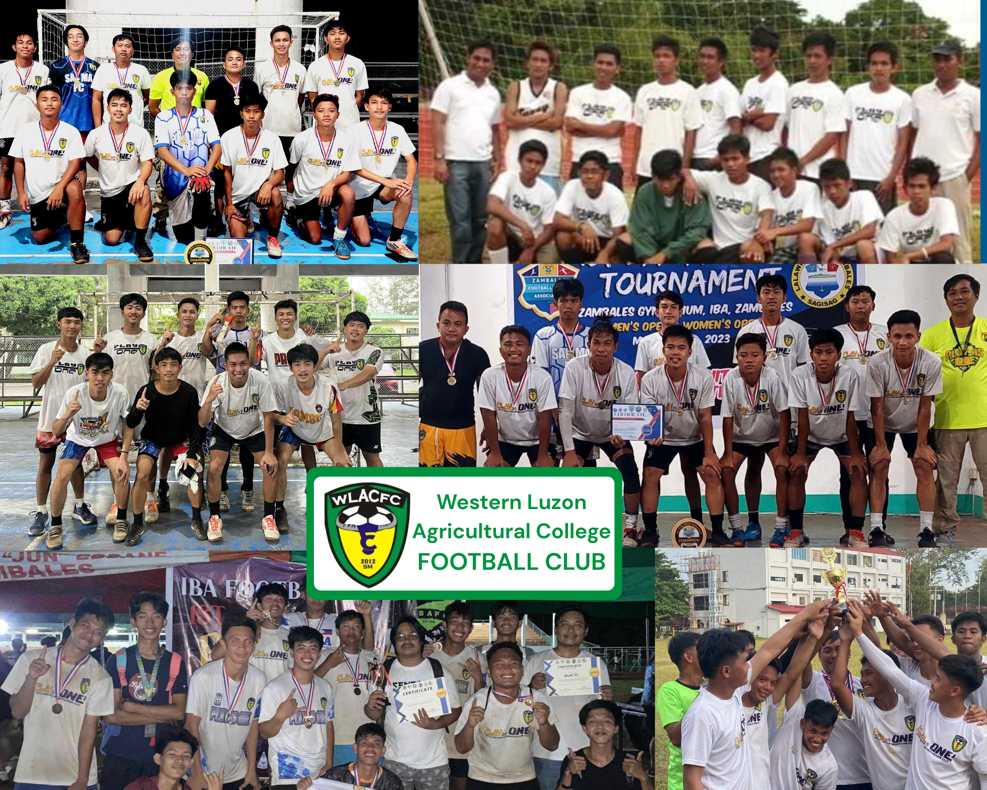 WLAC Football Club players celebrating wins in Zambales football tournaments.