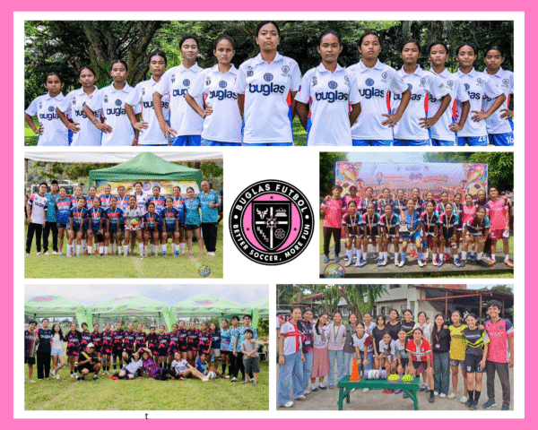 Girls football players of Buglas Futbol from Gardenville United Football Club in team uniforms during training and tournaments