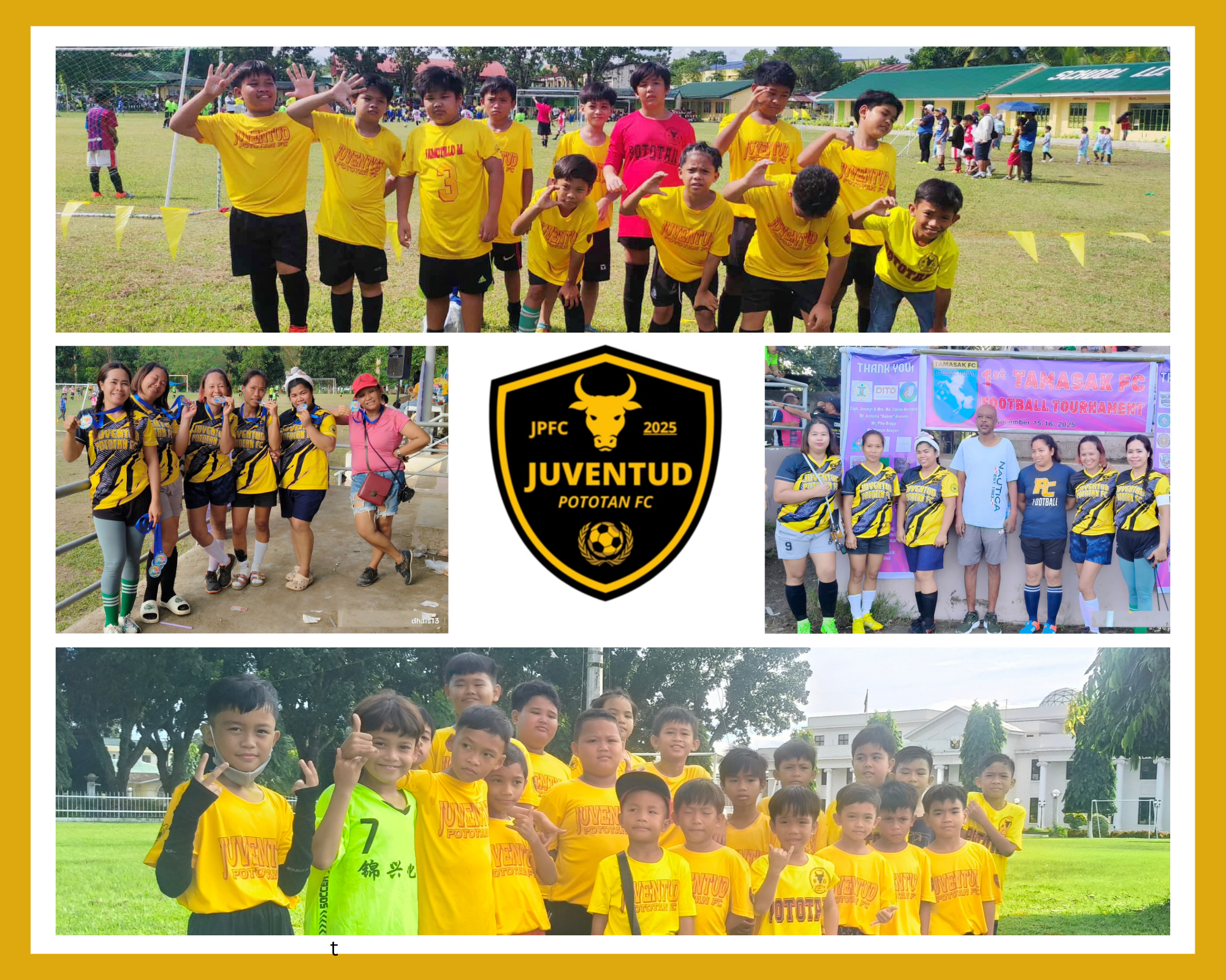 Youth and women players of Juventud Pototan Football Club posing together during matches and tournaments in Pototan, Iloilo.