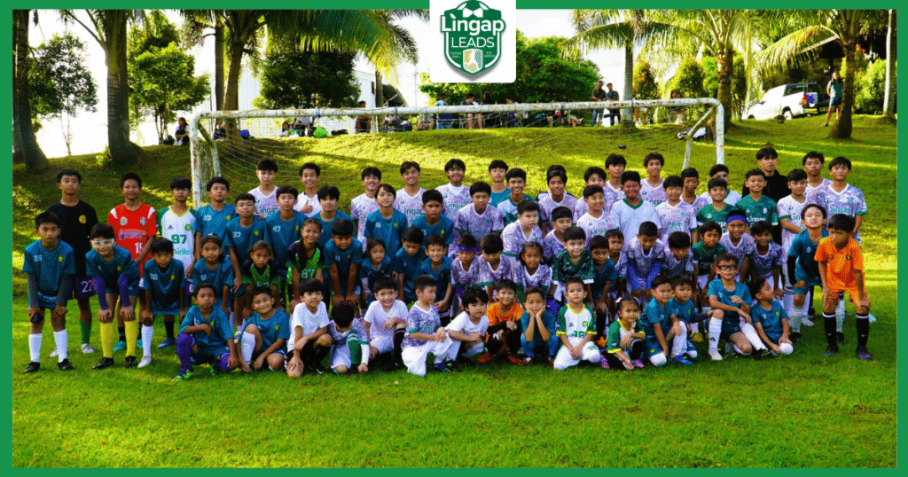 Lingap Leads Foundation Football Team players with coaches and parents during a Philippine football grassroots program in Pacita Laguna