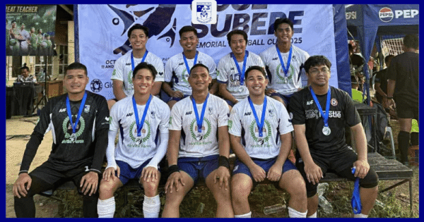 Magis Football Club players pose with medals after competing in the 3rd Romee Jose Subere Memorial Cup football tournament in Cagayan de Oro.